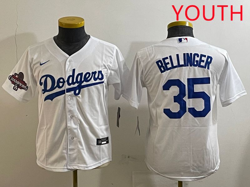 Youth Los Angeles Dodgers #35 Bellinger White Game 2025 Nike MLB Jersey style 6